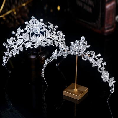 New Crystal Wedding Bride Style Main Wedding Dress Crown Headwear  Super Fairy Birthday Party Crown  Retro Evening Dress