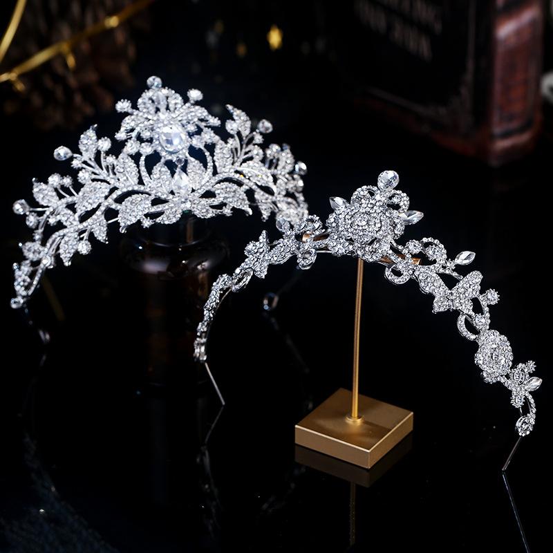 New Crystal Wedding Bride Style Main Wedding Dress Crown Headwear Super Fairy Birthday Party Crown Retro Evening Dress
