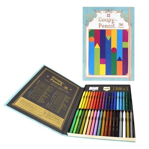 Sakura Cray-Pas Colored Pencils, Coupy Pencils, 36 Colors, Bookcase, FY36K