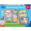 Puzzles 3 x 49 pièces : La famille et les amis de Peppa Pig