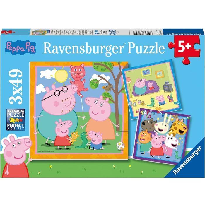 Puzzles 3 x 49 pièces : La famille et les amis de Peppa Pig