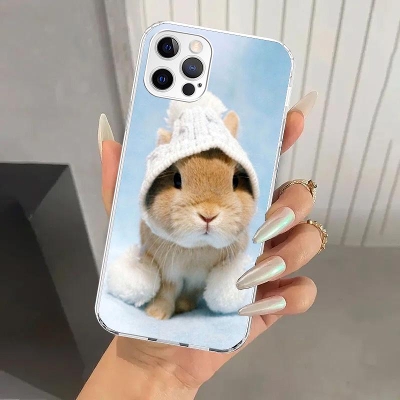 Cute Bunny Baby Rabbits Phone Case for Iphone 17 Air 16 15 Plus 14 13 Mini 12 11 Pro Max 16E 7 8 SE 2020 Soft Funda Print Shell