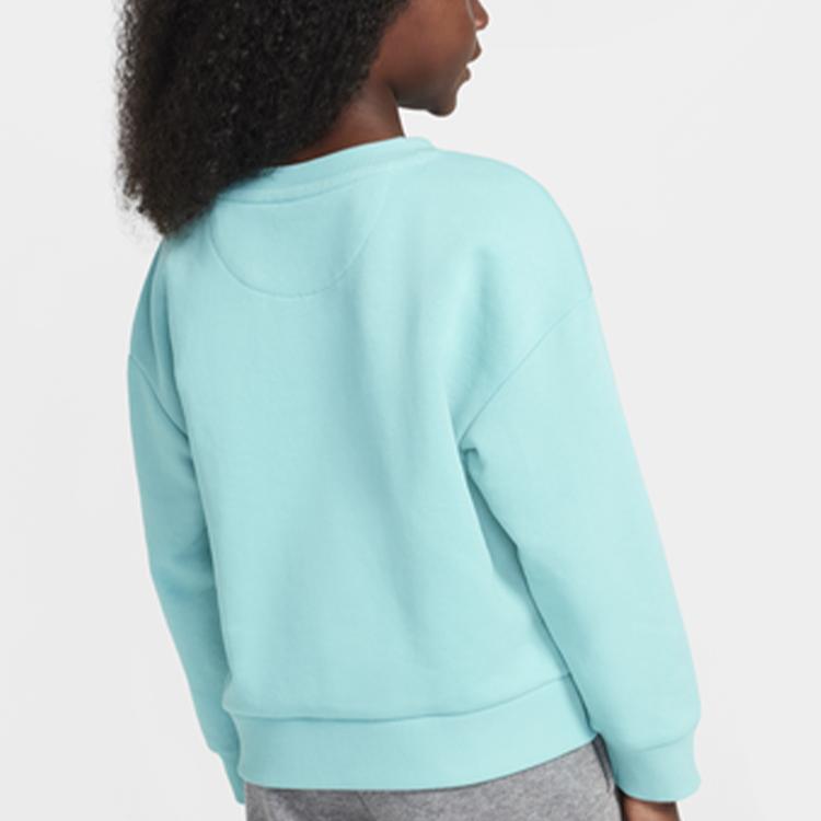 Nike Sweatshirt Pattern Print Soft Comfortable Drop Shoulder Long Sleeve Frost Green Kids tops HQ7909-328