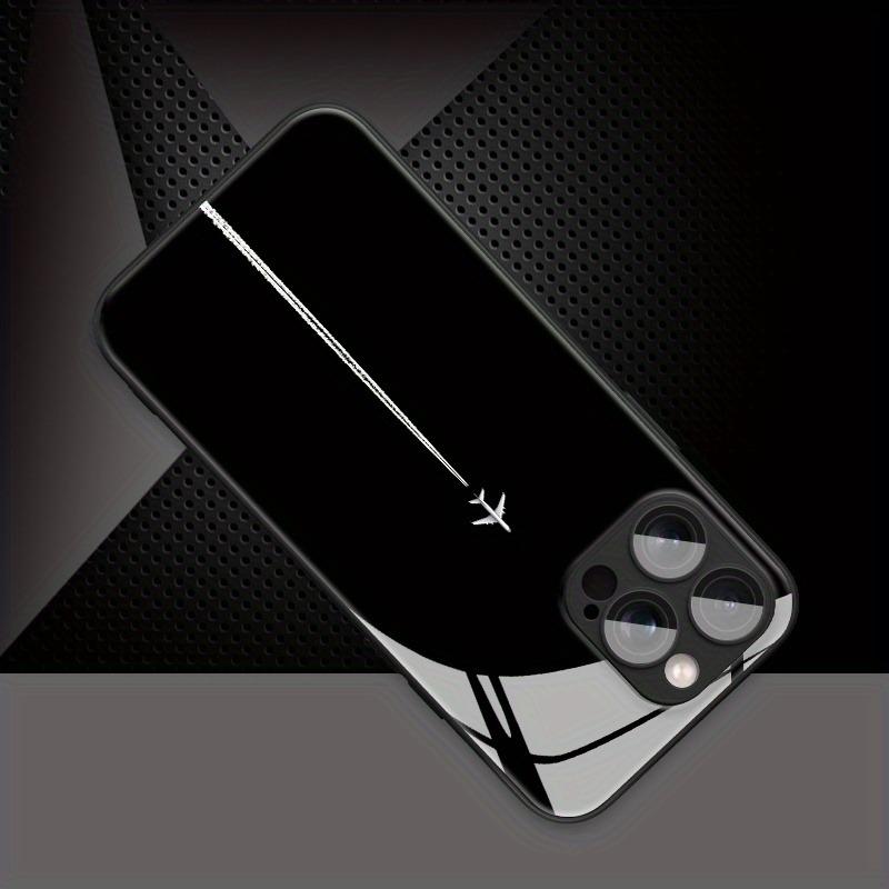Himmel Flugzeug Kondensstreifen Muster Gehärtetes Glas Schwarze Harte Handyhülle Für Samsung Galaxy S25 S24 S23 Ultra Plus FE Abdeckung