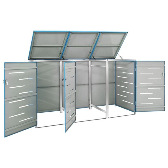 VidaXL Shelter for Three Bins 207x77.5x115 Cm Stainless Steel, Stainless Steel, 51.95kg