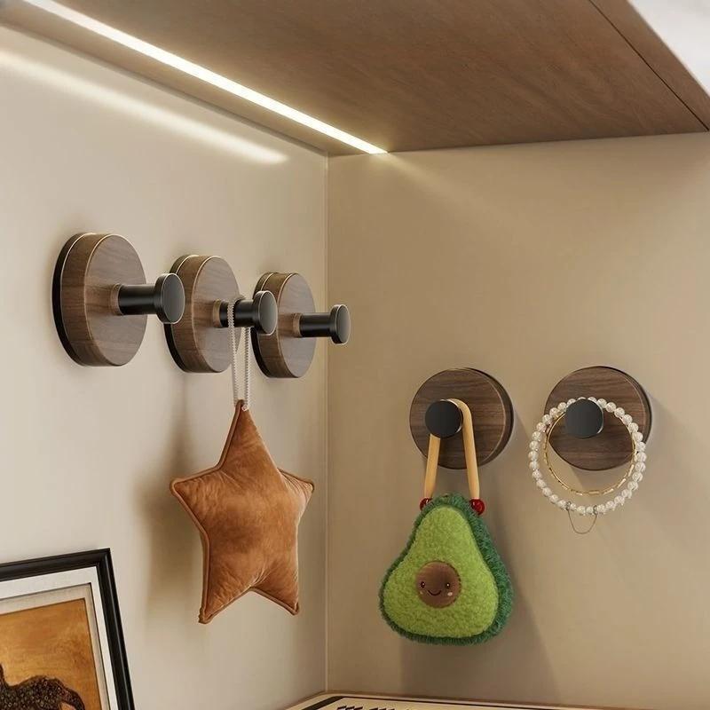 Saugnapfhaken im Nussbaum-Design: Vakuum-Lock-Technologie Kein Bohren Wand-Aufbewahrungsregal, Organizer für die Küche