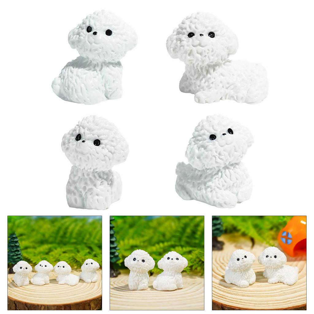 10Pcs Adorable Bichon Frise Puppy Statues Hand Painted Resin Ornaments for Indoor and Outdoor Spaces