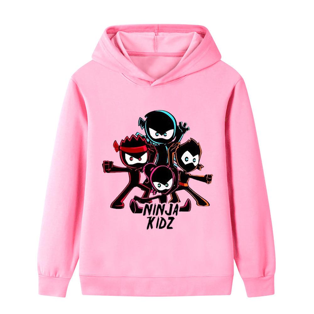 B1172 Bambini Ragazzi Ragazze NINJA KIDZ Anime Stampato Casual Outdoor Felpa con Cappuccio a Maniche Lunghe
