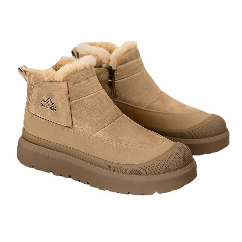 Light luxury retro casual shoes velvet thickened cold-proof warm large cotton shoes snow boots