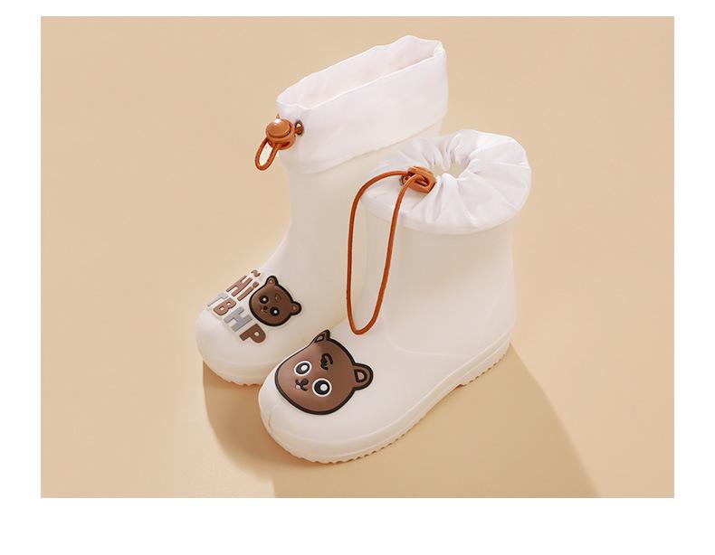 Feng Qing Fan Kids' Waterproof Rain Boots with Non-slip Sole and Elastic Cuff - Cartoon Design for Toddlers