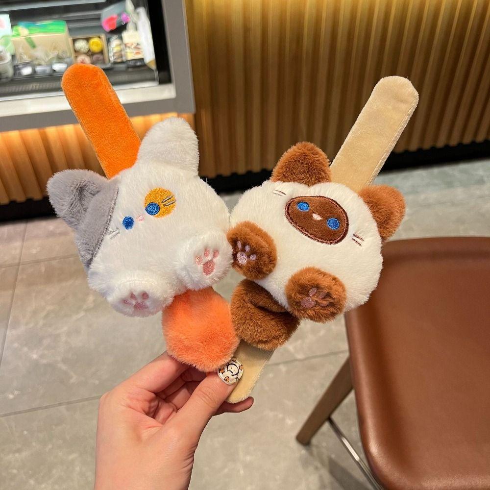 Pink Cat Plush Doll Slap Bracelet Siamese Cat Capybara Plush Wrist Band Home Decor