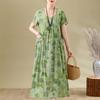Elegant Woman Summer Dress Casual Loose Short Sleeve Long Dresses Plus Size Woman Clothing