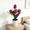 3/5 Heads Artificial Tulip Flower Bonsai White Flowerpot Multicolor Simulation Flower Bonsai Photo Props Faux Flower Potted