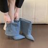 European and American Spice Girls Pointed Denim Skinny Heel Pants Boots Women's 2025 New Versatile Fashion Temperament High Heel Two Wear Short Boots