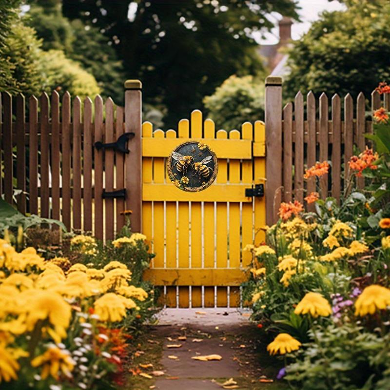 Aluminum Sign Retro Spring Garden Bees Metal Sign For Outdoor, Indoor, Bathroom, Office, Business, Man Cave Signs Decor
