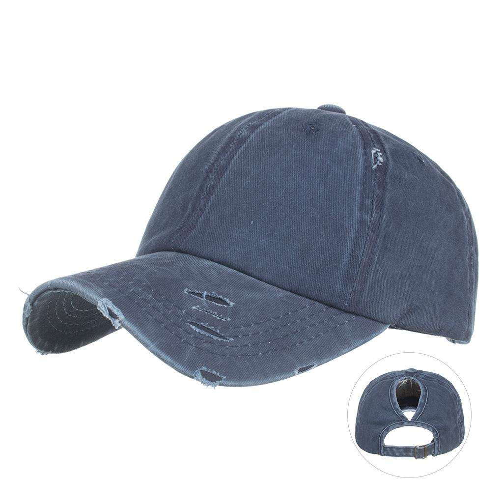 

Гарний хвіст рваний капелюх жіночий старий випраний бейсболка вигнутий козирок легка дошка капелюх однотонний капелюх Темно-синій