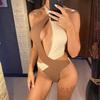 Sexy Splicing Cut Out Halter Backless Monokini One Piece Swimsuit Women Swimwear Female High Cut Bather Bathing Suit Swim