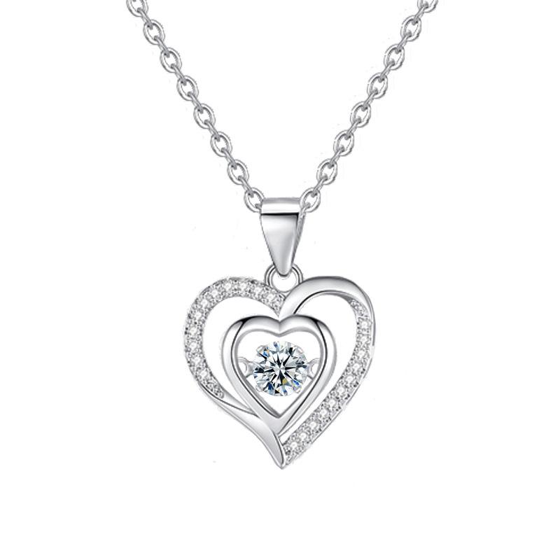 Love Heart-shaped Smart Necklace for Women, Japanese and Korean Simple Beating Heart Pendant Clavicle Chain Valentine's Day Gift