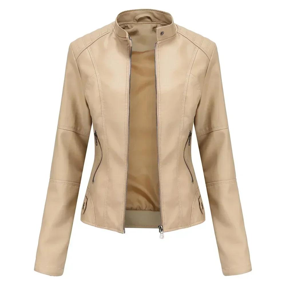 Faux Leather Jacket Women Spring Autumn Women's Moto Biker Jacket Red Black Coat Outerwear