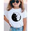 Cute Cat Graphic Kids Tshirts Summer Short Sleeve Tees Cartoon Animal Boys Girls Clothes Kawaii Kitten Tops Y2K Children T-shirt