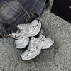 Shining Galaxy~ Silver sneakers women's spring and summer 2024 new trendy design thick-soled heightening dad shoes