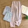 2026 New Spring & Summer Women's Sleep Pants 100% Pure Cotton Knit Unstructured Flaxen Woven Loose Home Pants Bottoms Lady