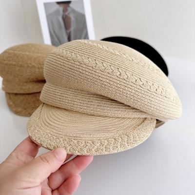 New Japanese Hats For Women Solid Plain Octagonal Newsboy Cap Ladies Summer Casual Straw Hat Beret Painter Cap Military Bonnets