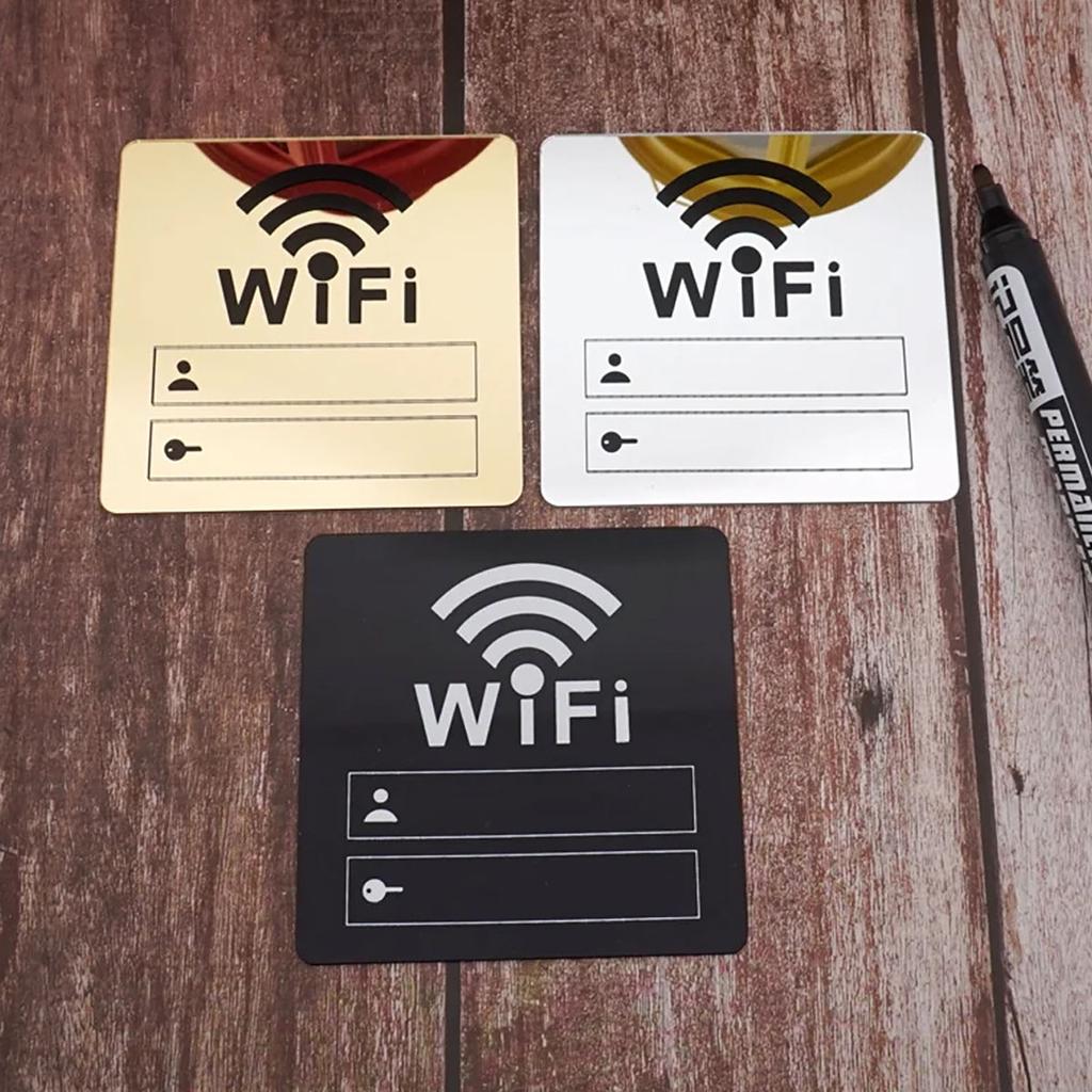 WiFi Sign Sticker Mirror Surface Account Password Acrylic WiFi Sign 3D Mirror Wall Sticker for Public Places House Shops Home