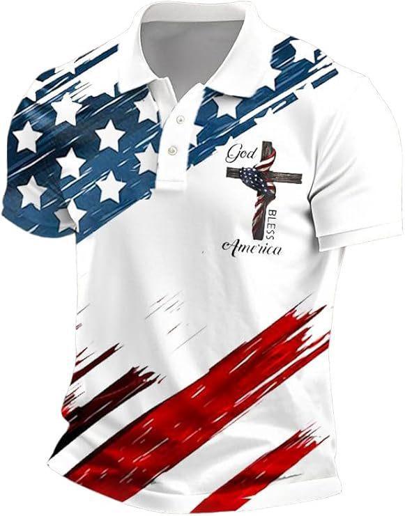 Modern geometric patchwork short-sleeve polo shirt, great for casual daily outfits.
