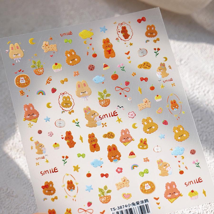 

Thin Edge Adorable Rabbit Graffiti Nail Stickers - Transparent Back (TS-3874)