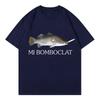 Mi Bomboclat Funny Smoking Fish Tee Vintage Hip Hop Black Short Sleeve Y2k Meme Unisex Casual Loose Graphic T Shirt