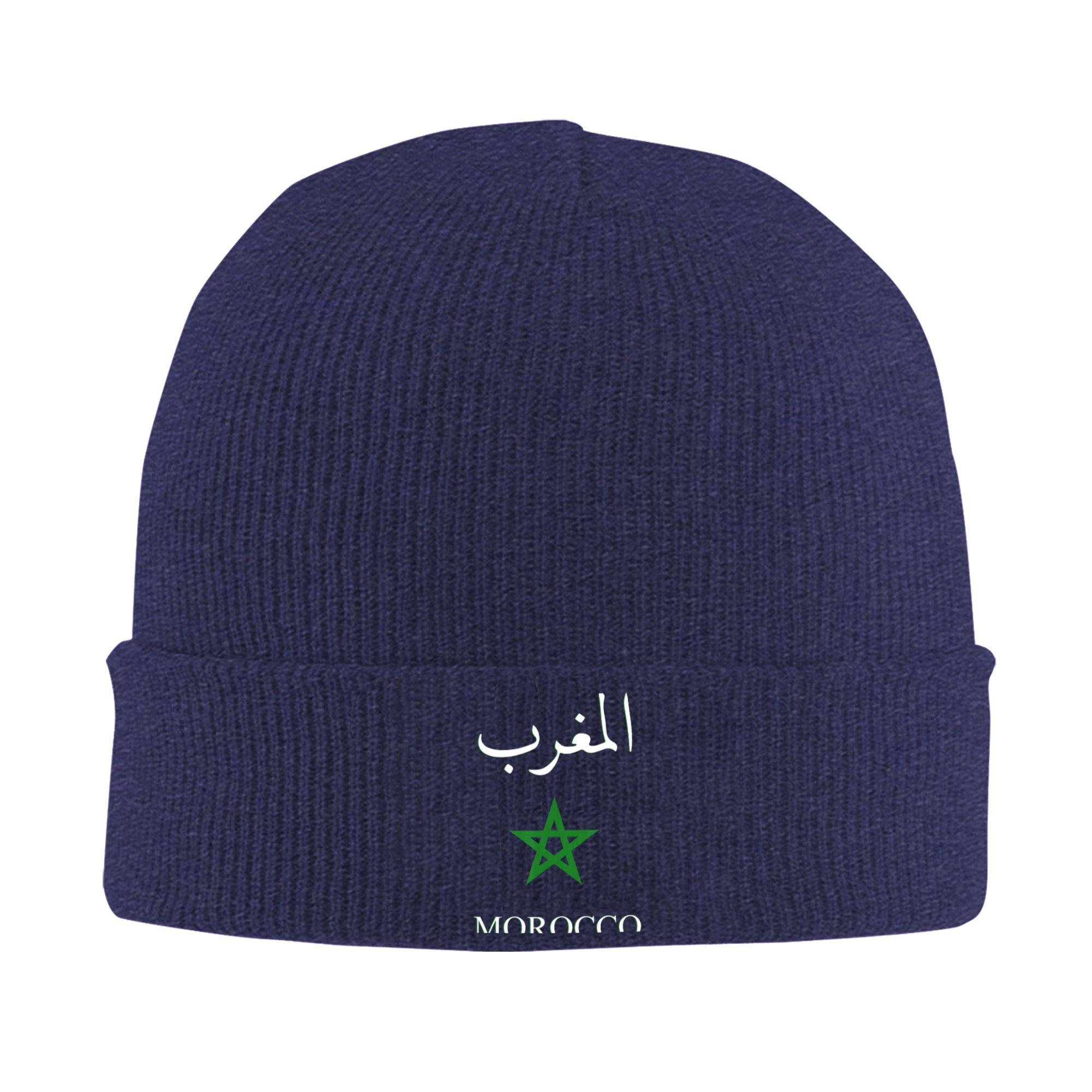 

Morocco Flag Beanie Hats Bonnet Hats Female Male Street Hippie Knitting Hat Autumn Winter Pattern Elastic Caps One Size
