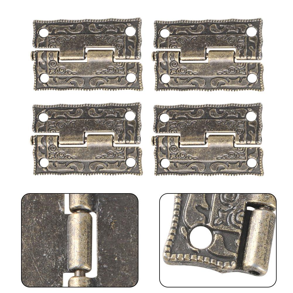 Door Hinges Hinges 4pcs Antique Printing Easy To Install Retro Design With Screws Zinc Alloy Vintage Wooden Boxes