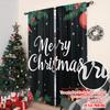 2pcs 2D flat printing Merry Christmas Popular Curtain Merry Christmas leaves Versatile 100% Polyester Without Electricity Family