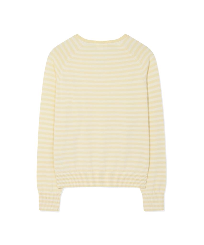 COVERNAT WOMAN Striped V-Neck Knit Yellow