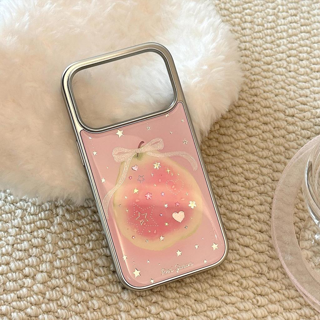 Creative Colored Diamond Pink Guava Phone Case for iPhone 16, iPhone 17, iPhone 17 Pro Max
