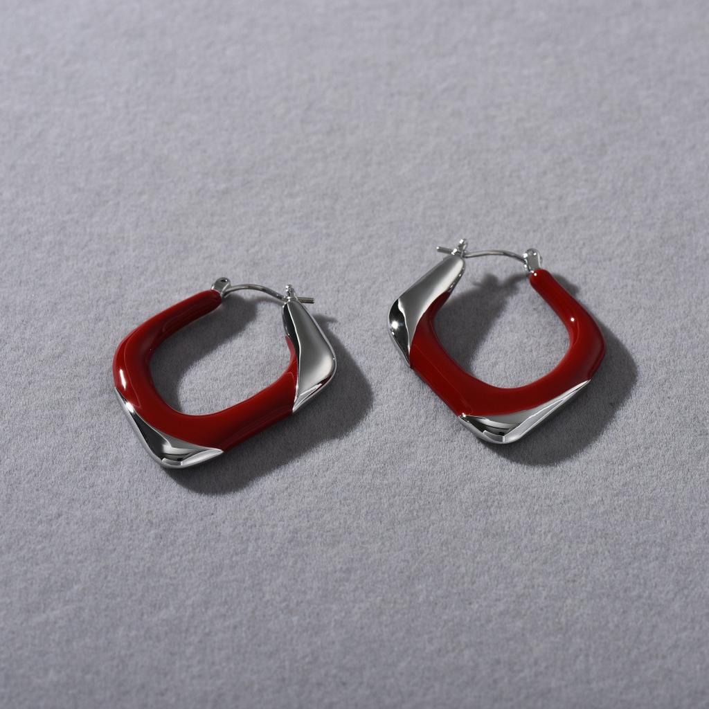 Original Design Copper Platinum Plated Premium Drop Glaze Retro Ear Buckle Earrings Fashion Personality Unique Trend Earrings