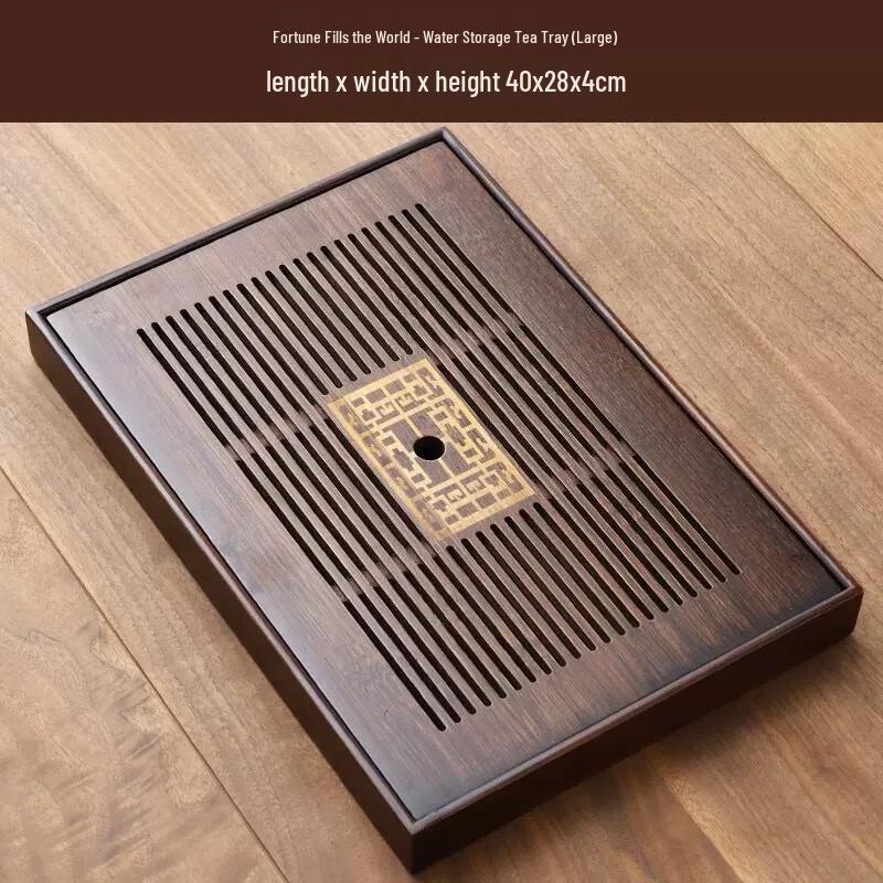 Portable Bamboo Draining Tea Tray Large