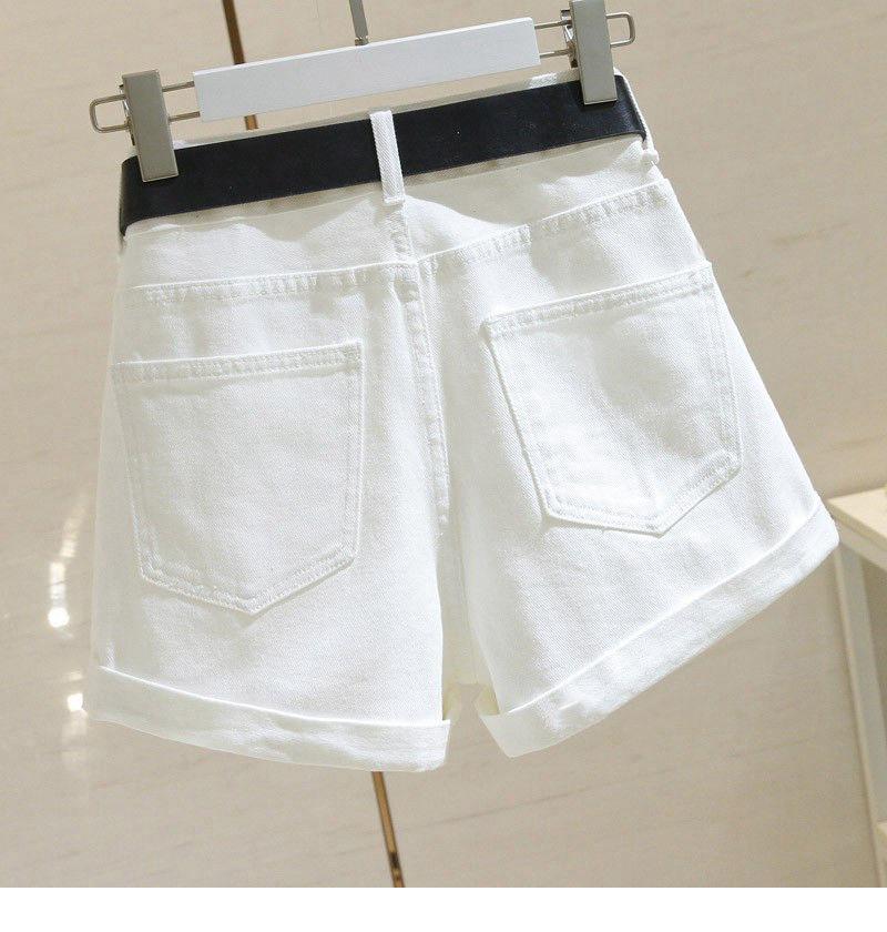 Women's Petite High-Waist Denim Shorts - Loose Fit, Versatile A-Line with Rolled Hem