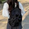 Women's Black Nylon Backpack, Lightweight Drawstring Casual Daypack with Multiple Pockets, Minimalist School & Travel Backpack