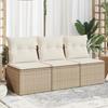 VidaXL Garden Sofa with Cushions 3-Seater, Seat with Cover, Outdoor Patio Balcony Terrace Furniture, Beige Resin 366077