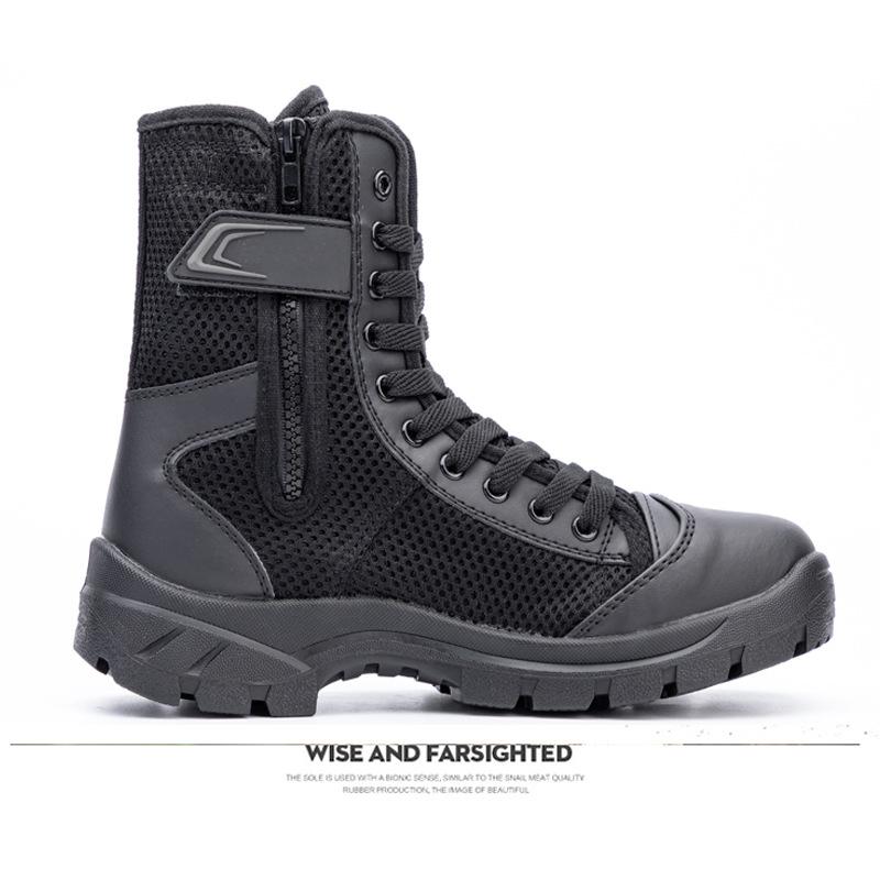 High-top Secret Service Shoes Security Training Boots Outdoor Breathable Combat Canvas Mesh Tactical Anti-skid Lightweight