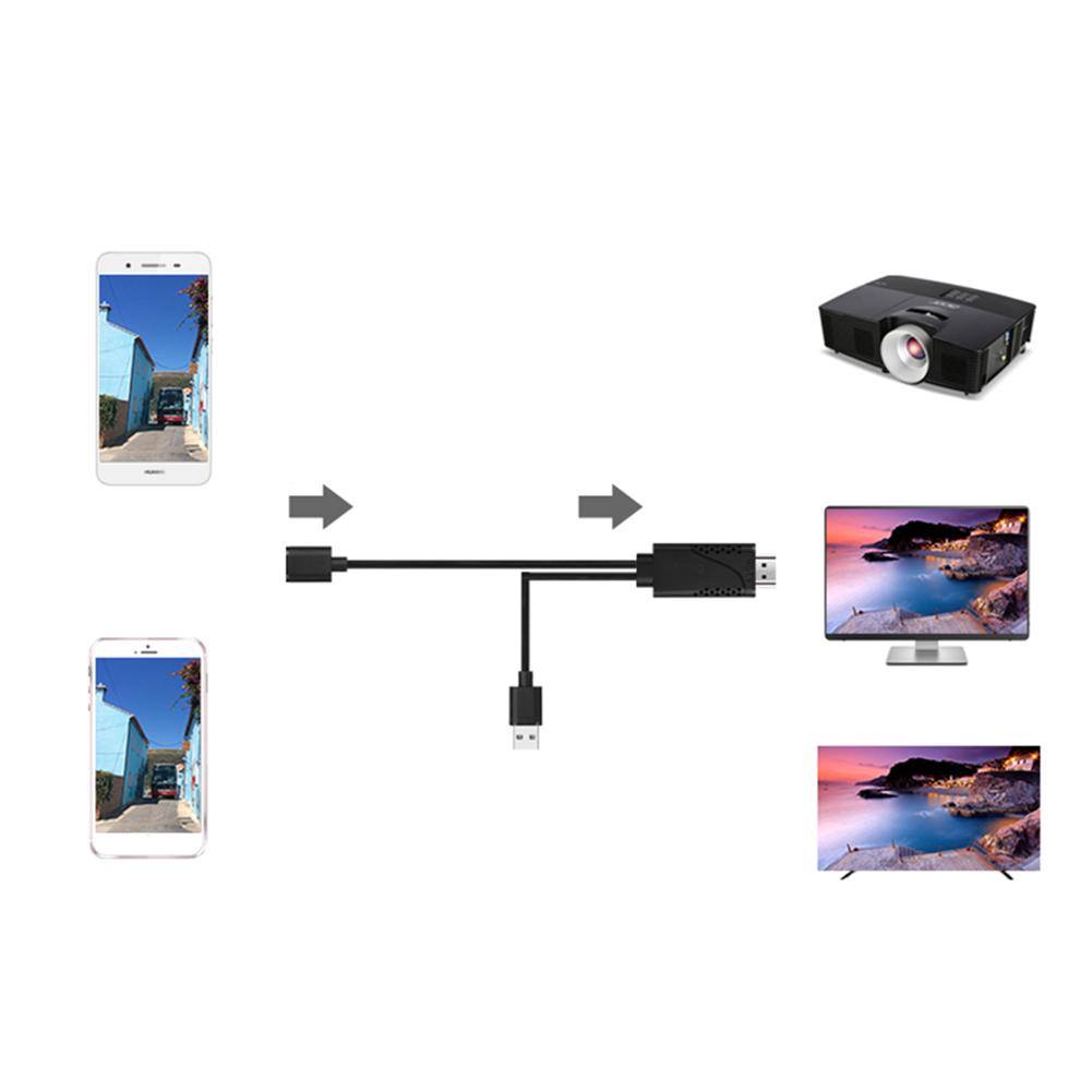 2 In 1 USB Female To HDMI-compatible Male Cable 1080P HD TV Projector Displays Converter Wire Dongle for iPhone Samsung Galaxy