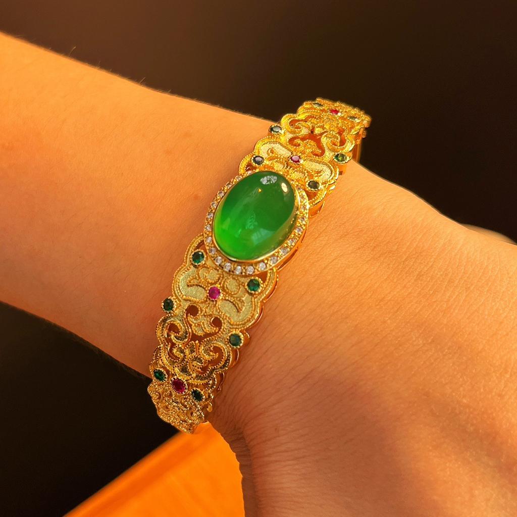Full Green, Yang Green, Natural Agate Green Chalcedony Bracelet, Women'S Opening Is Slightly Inlaid, And The Real Shot Is Fidelity.