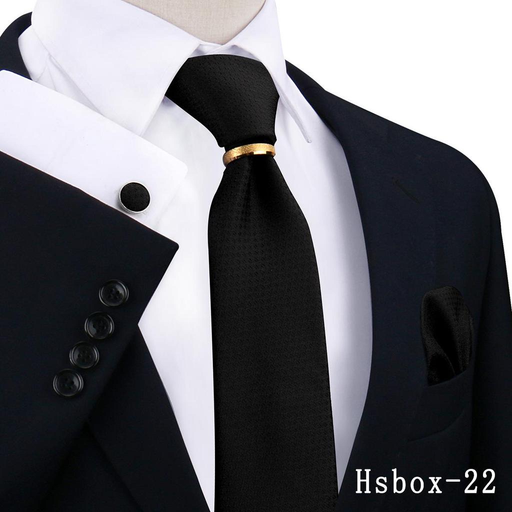 Men's Tie, Pocket Square, and Cufflinks 4-Piece Set - Cashew Flower Design, High-End Feel, 8cm Tie