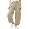 Pantaloni Larghi Casual in Lino da Donna Vita Elastica Versatili Business Casual Lavoro Pantaloni Palazzo con Tasche
