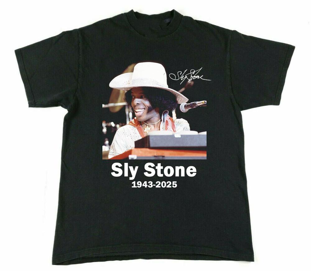 Collection Legend Sly Stone 1943-2025 T Shirt Black Full Size Unisex T-Shirt XXXXL