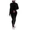 Women Ribbed Rompers Sporty Fitness Embroidery Letter Print Zipper Jumpsuit
