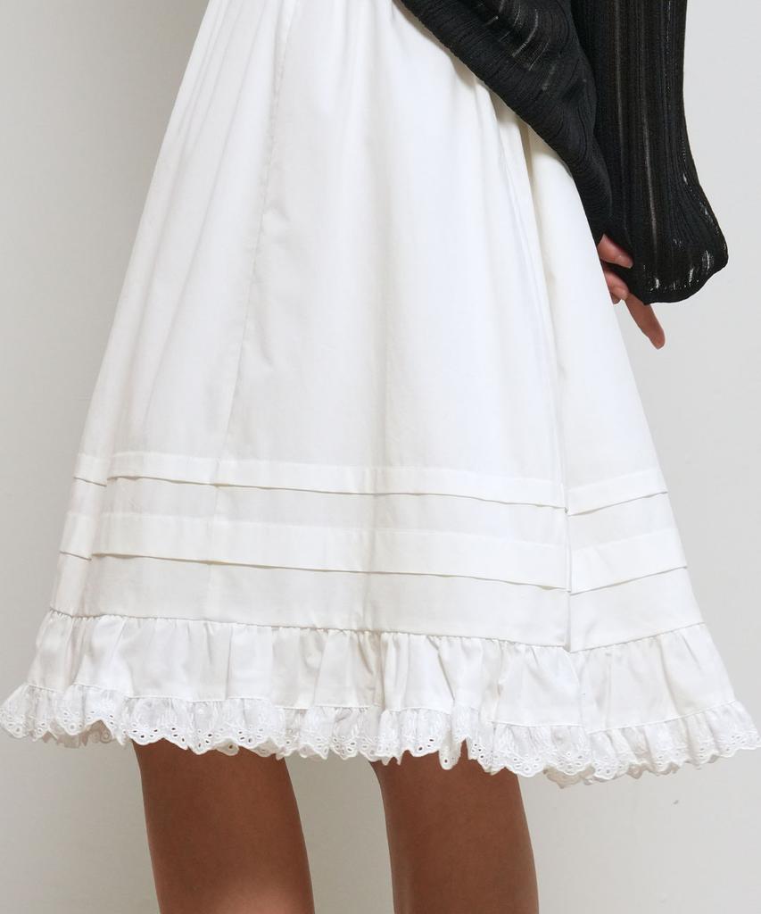 General Idea Lace Flare Midi Skirt [White] / Gf2Lsk509
