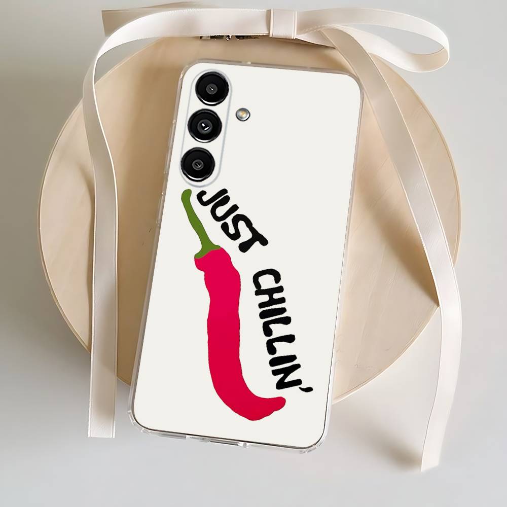 Love Red Chili Phone Case For Samsung S24,30,21,22,23,20 FE,lite,PIus,Ultra,5G,Note,9,10 Transparent Cover